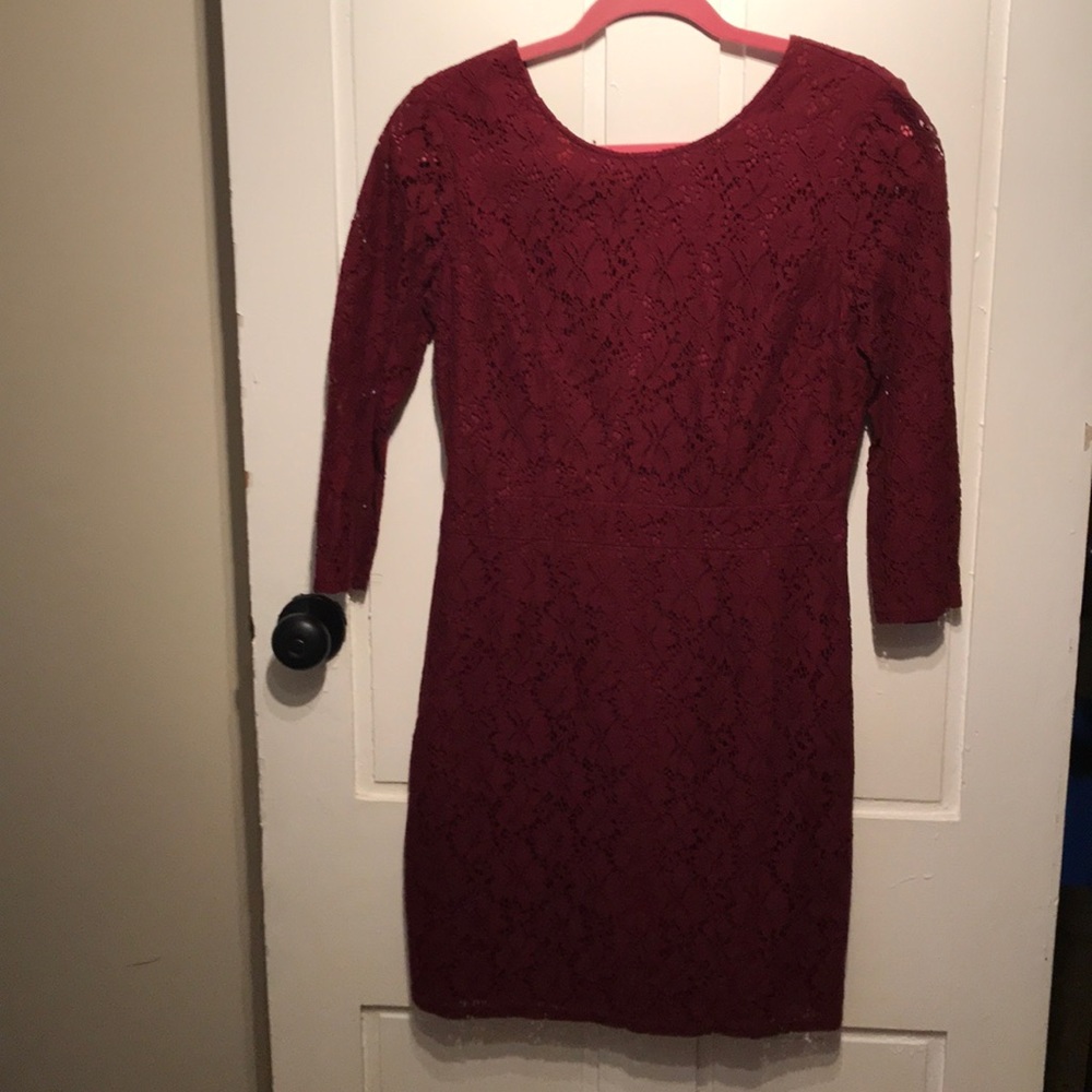 Merona Burgundy Lace Dress